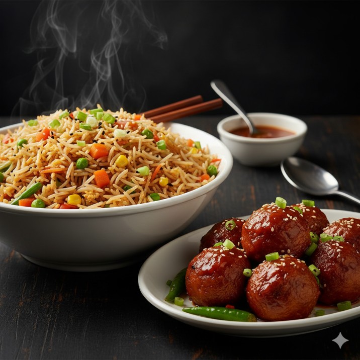 Fried rice + Manchurian